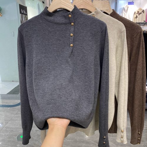 半高领保暖针织上衣女秋冬