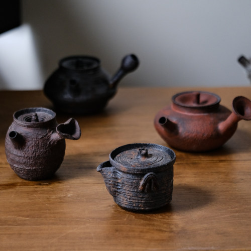 侘寂复古风紫砂全手工茶壶