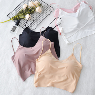 夏天美背交叉带吊带背心女露背抹胸内衣打底内搭带胸垫防走光裹胸
