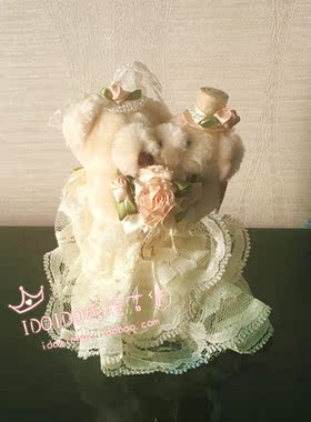 对熊小熊捧花戒指盒戒指收纳戒托 婚礼婚庆摆件 伴娘捧戒