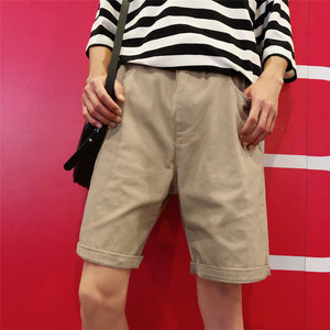 K939/P25夏季港风潮流男士宽松五分裤子韩版沙滩黑色休闲大码短裤图片