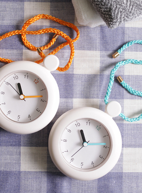 简约浴室钟厨房防水家用表毛巾挂架钟创意个性迷你小挂钟座钟