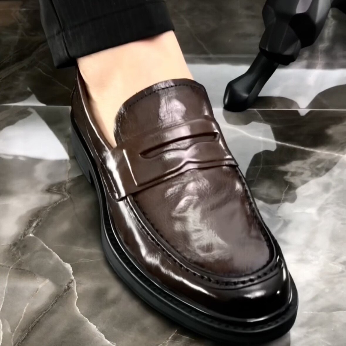 品牌【雷述富】进口小牛皮商务休休闲皮鞋