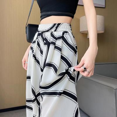冰丝休闲裤女2025夏季新款韩版垂感宽松显瘦松紧腰直筒拖地防晒裤