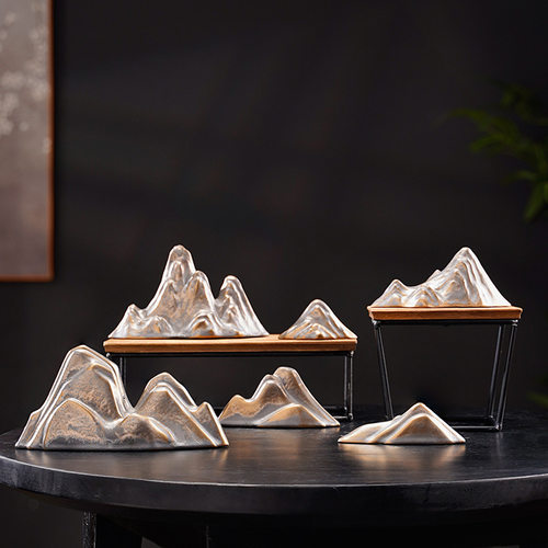 假山小摆件创意微景观鱼缸造景陶瓷客厅玄关中式装饰品搭配摆设