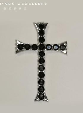 珠宝纯银天然托帕石十字架吊坠