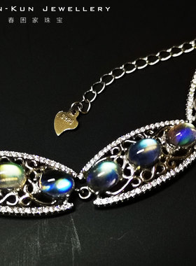 cai珠宝纯银天然月光石全净手链