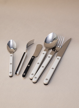 304不锈钢白加黑配色牛排刀叉勺甜品刀叉勺高级家用法式西餐餐具