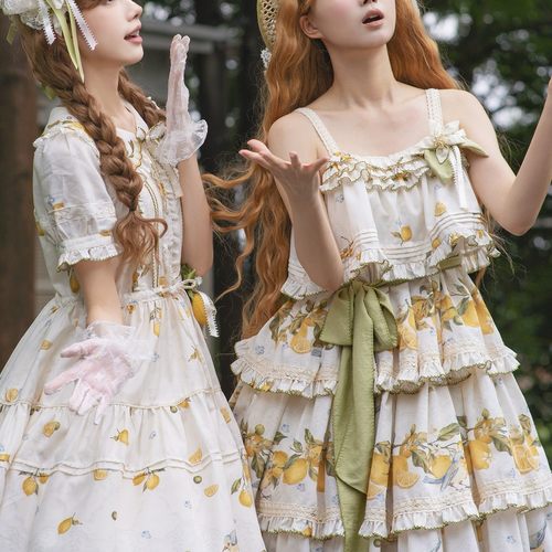 【现货】青鸟柠夏-夏季原创Lolita森系甜美印花柠檬长裙