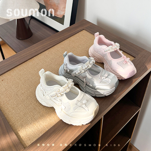 儿童运动鞋2026春季新款女孩公主鞋网面透气外穿轻便跑鞋女童鞋子