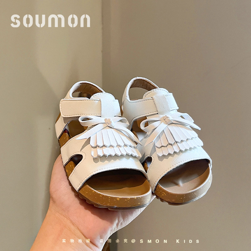 书萌女童凉鞋夏季新款儿童流苏凉鞋小女孩公主鞋沙滩鞋软底勃肯鞋