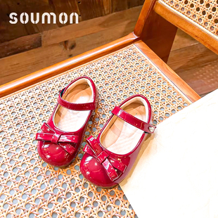 儿童公主鞋2026春秋新款女童小皮鞋红色女宝宝鞋子单鞋透气软底鞋