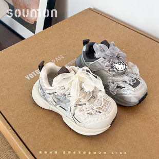 书萌儿童运动鞋2025冬季新款厚底老爹鞋女童增高百搭休闲软底棉鞋