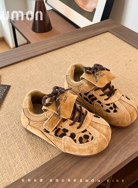 书萌女宝宝运动鞋2026春秋新款儿童阿甘鞋软底男小童博肯豹纹板鞋