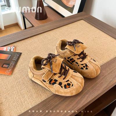 书萌女宝宝运动鞋2025春秋新款儿童阿甘鞋软底男小童博肯豹纹板鞋