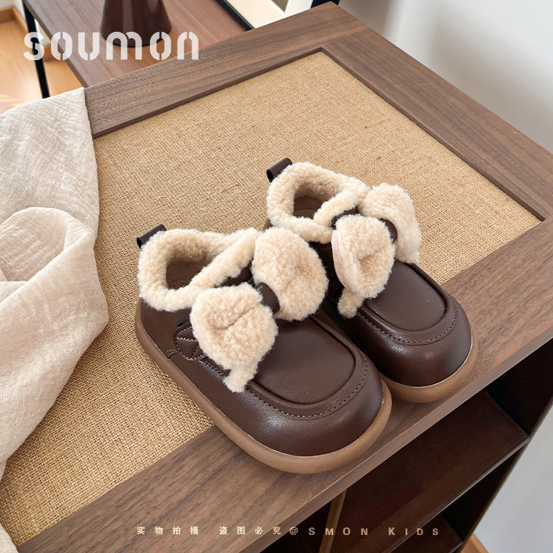 书萌女童棉鞋2026新款冬季加绒保暖儿童鞋子小女孩公主鞋宝宝皮鞋