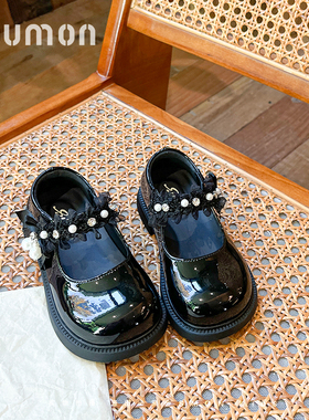 儿童皮鞋女童玛丽珍鞋女小童黑色演出鞋防滑单鞋宝宝鞋女童公主鞋