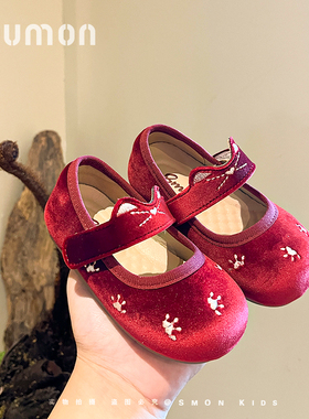 女童鞋小女孩灯芯绒公主鞋春秋新款女小童单鞋透气宝宝学步鞋软底