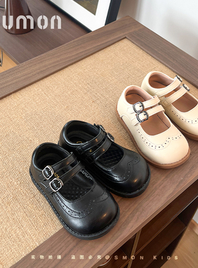 书萌春秋季女童皮鞋学生鞋黑色儿童校园演出鞋小童公主鞋宝宝单鞋