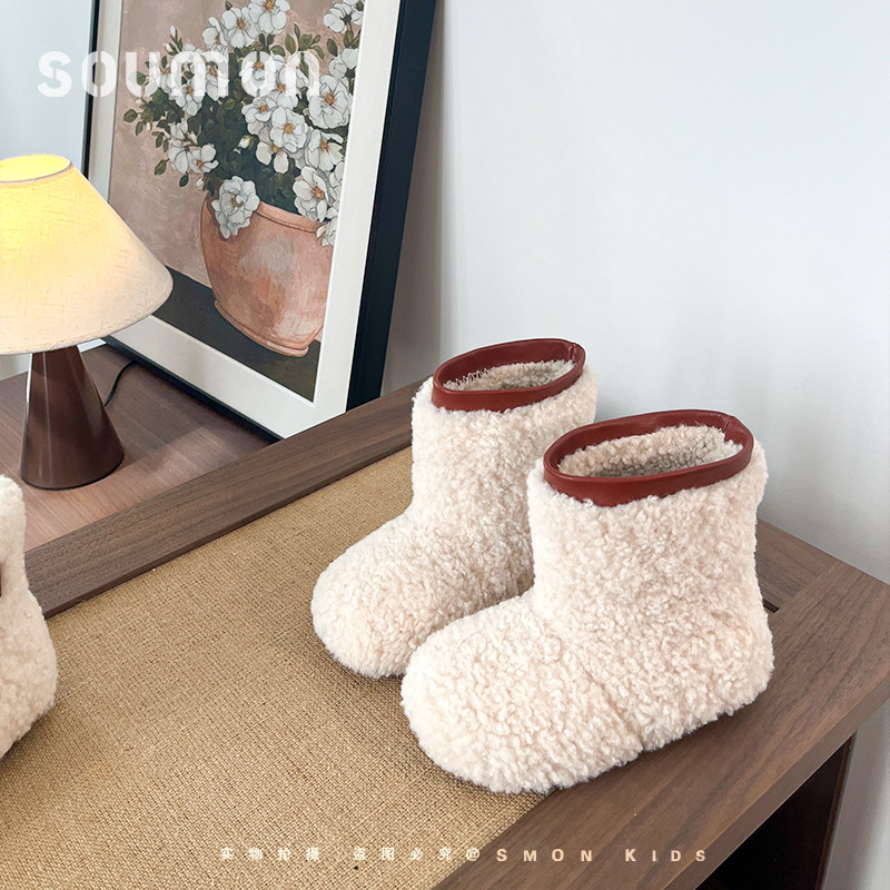 书萌儿童毛绒雪地靴2026冬季新款女加厚保暖毛毛短靴软底休闲棉鞋,童鞋/婴儿鞋/亲子鞋,雪地靴,淘宝优惠券,粉丝福利购,淘宝优惠卷
