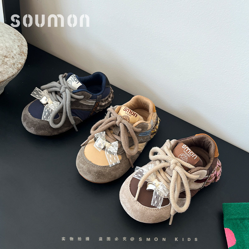 儿童真皮阿甘鞋韩版休闲鞋宝宝鞋蝴蝶结板鞋小童公主鞋女童运动鞋