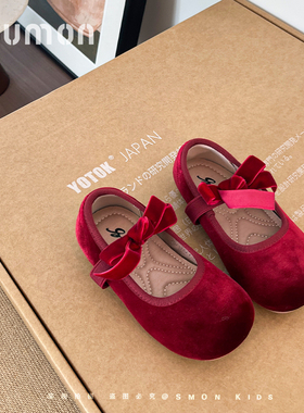 女童公主鞋2025春秋新款灯芯绒儿童小皮鞋软底女孩演出鞋单鞋过年