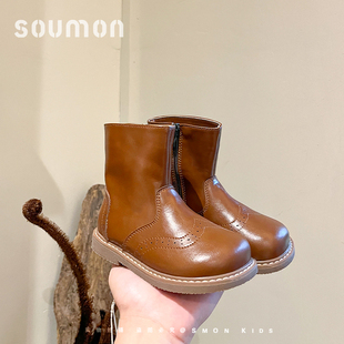 儿童靴子2026秋冬季新款女童马丁靴加绒保暖二棉皮靴软底小童棉靴