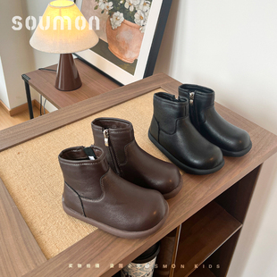 书萌女童皮靴2026新款秋冬儿童马丁靴英伦风短靴宝宝靴子软底单靴