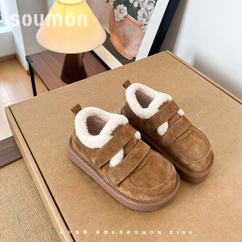 书萌儿童勃肯鞋女童棉鞋中大童加绒矮帮棉鞋外穿冬鞋男童雪地棉鞋