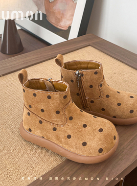 SMON儿童棉鞋2025新款秋冬季女童加绒保暖棉靴宝宝鞋女小童毛毛鞋