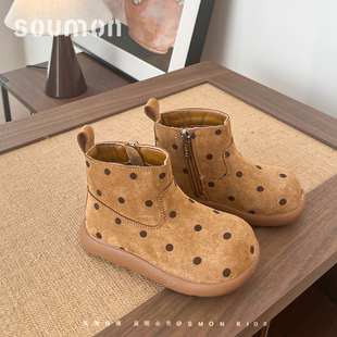 SMON儿童棉鞋2026新款秋冬季女童加绒保暖棉靴宝宝鞋女小童毛毛鞋