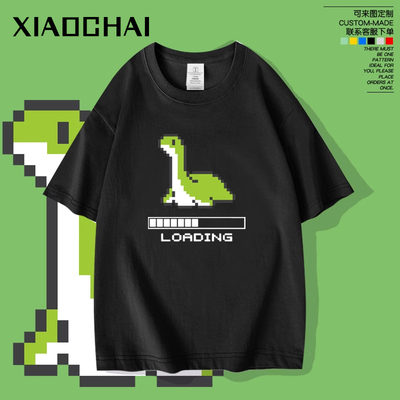 APEX小水怪纯棉短袖海怪nessie周边男女动漫宽松像素风印花t恤潮