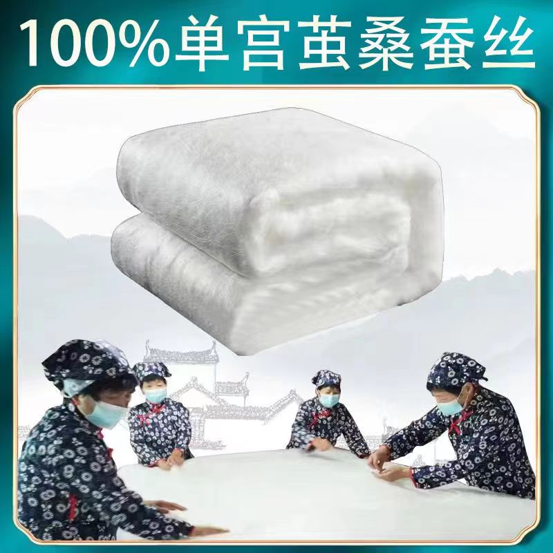 桐乡100%手工蚕丝被桑蚕丝被芯子母被单双人空调被儿童被芯冬被