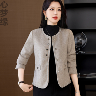 小香风双面羊毛呢短外套女秋冬新款高级感显瘦双面羊绒小个子大衣