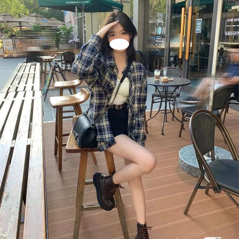 格子衬衫女春夏季薄宽松慵懒风复古秋装长袖衬衣开衫外套上衣,女装/女士精品,衬衫,淘宝优惠券,粉丝福利购,淘宝优惠卷