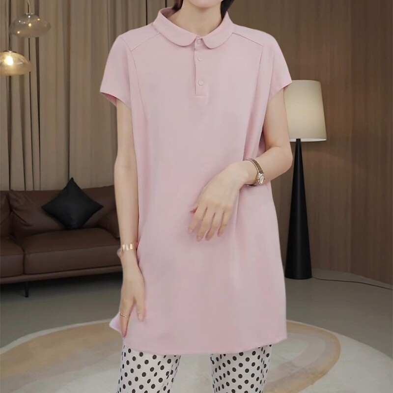 夏季韩版纯色POLO领显瘦T恤女