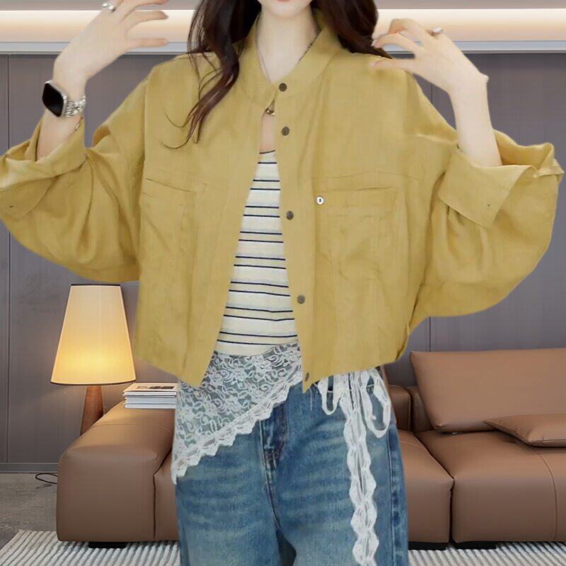韩版纯色开衫防晒大码长袖衬衫女