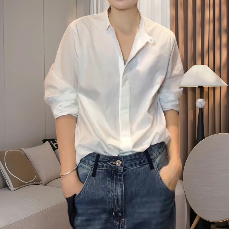新款时尚极简风纯色女士衬衫