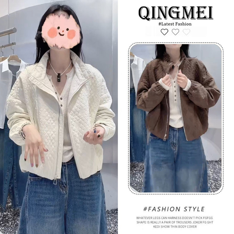 大码时尚通勤风保暖棉服秋冬季宽松显瘦气质拉链外套新款百搭上衣