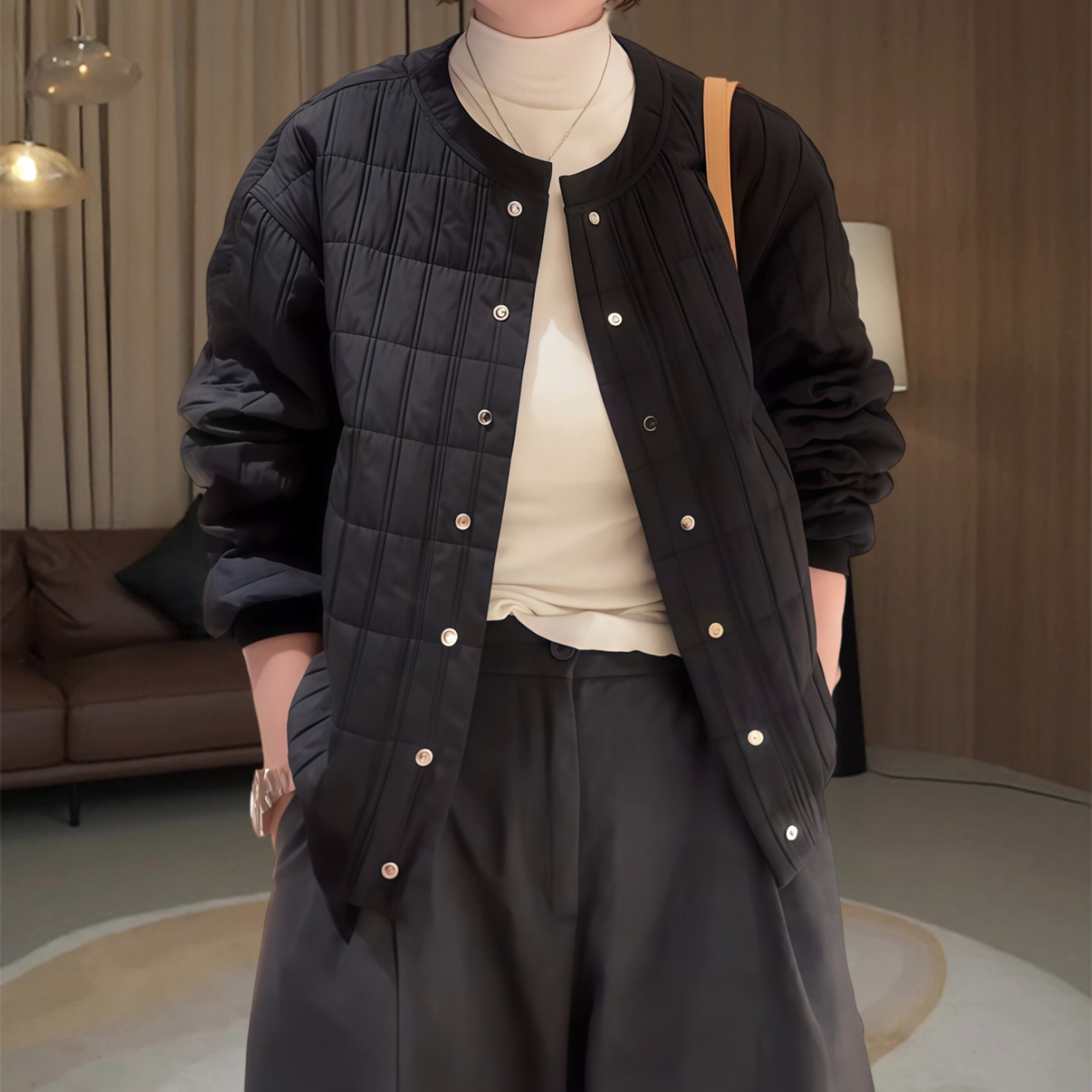 秋冬新款时尚休闲大码棉服小众设计感宽松显瘦气质保暖长袖外套女