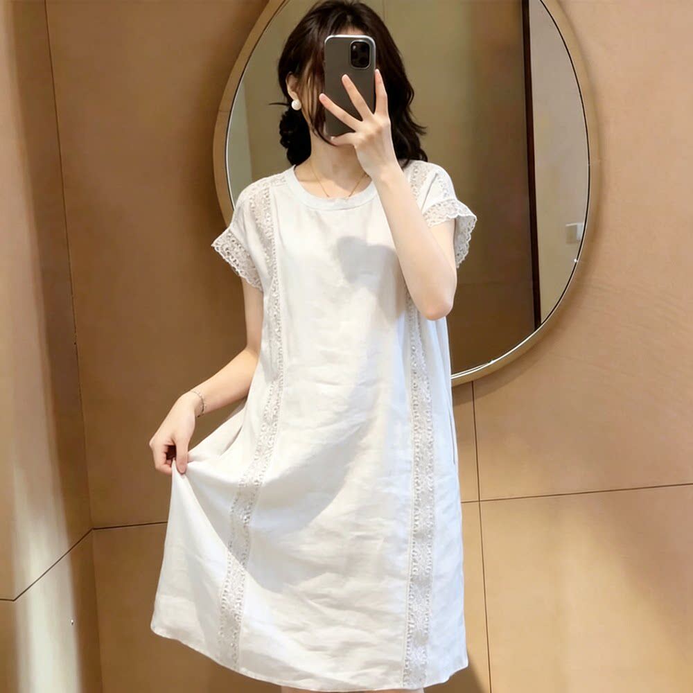 夏季妈妈装大码镂空显瘦连衣裙