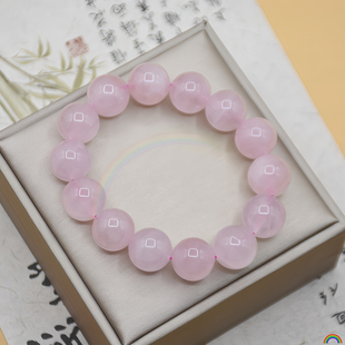 天然粉水晶手串甜美单圈旺招桃花粉水晶手链饰品礼物 Rwbuy