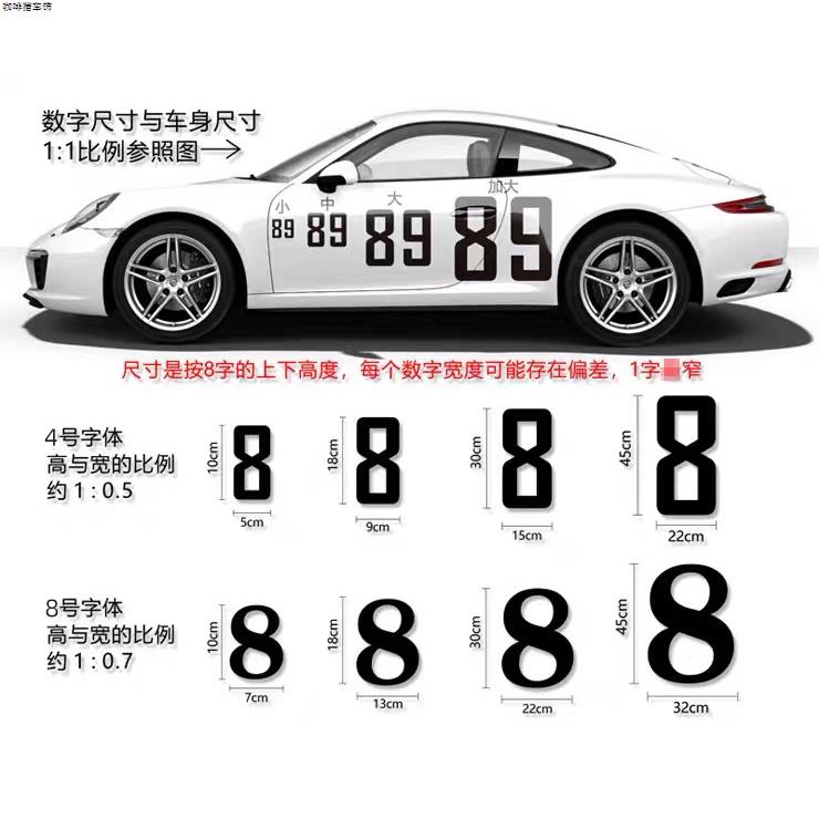汽车数字贴纸车队车贴编号摩托车赛车比赛活动号数拉花反光贴定制