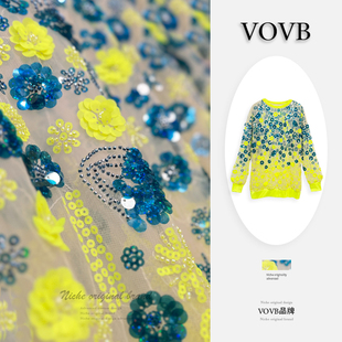 3065 青提花语立体花朵重工刺绣高级上衣显瘦小众网纱卫衣上女