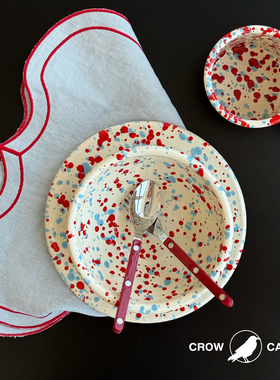 正品授权 美国Crow canyon 泼墨系列 早餐搪瓷马克杯 平盘 燕麦碗