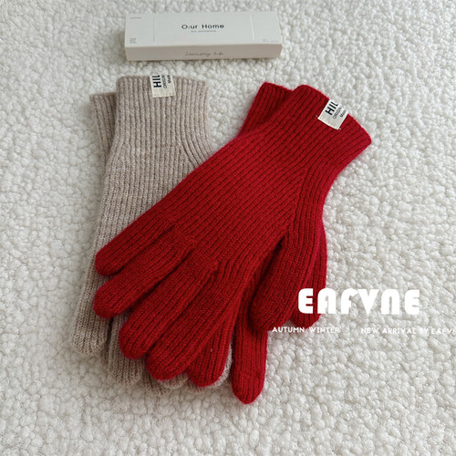 针织毛线手套简约秋冬韩版