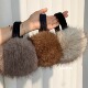 便携可折叠高级感棕色仿狐狸毛耳罩女秋冬保暖防寒耳捂耳包耳暖