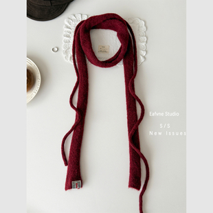 千禧不出错穿搭小众长款秋冬细窄围巾女辣妹百搭领巾针织毛线围脖