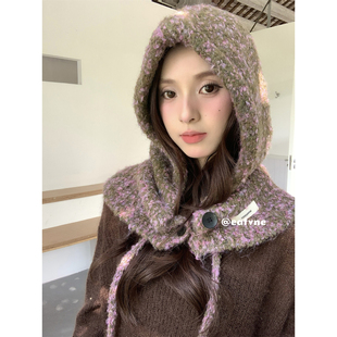 冬天的一抹亮色法式复古穿搭巴拉克拉法帽时尚保暖毛线帽女含羊毛