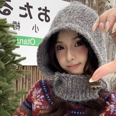 加厚围脖帽子毛线一体高品质软糯